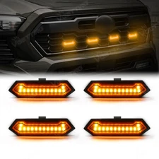 For 2024 2025 Toyota Tacoma TRD Sport LED Grille Yellow Lights Smoked Lens 4PCS