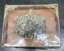 Vintage 1982 Bluegrass Music USA Buckle, Serial Number 918, Brass Tone, In Box