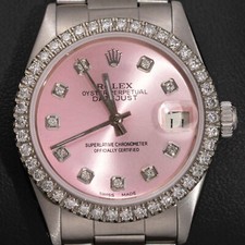 Rolex Datejust 6824 Diamants Biseau Huître Montre 31mm Cadran Rose, 1.30ct