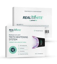 Primal Life Organics Real White Teeth Whitening System Red blue LED light Damage