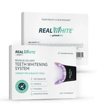 Primal Life Organics Real White Teeth Whitening System Red blue LED light Damage