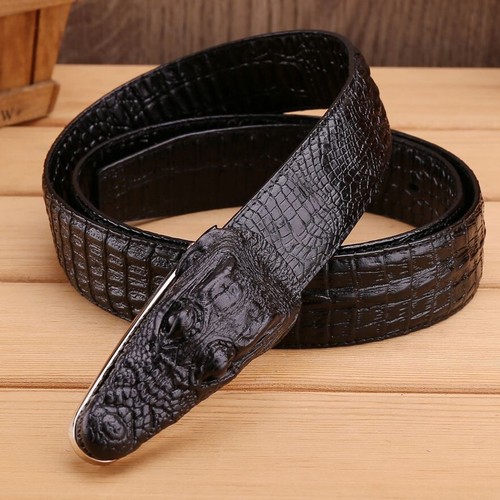 Cintura cool stile testa biker cintura nera cinture uniche coccodrillo alligatore - Foto 5 di 9