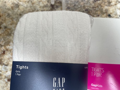 Gap GapKids Girls Tights Three navy blue, white, pattern White XL / XXL New - Picture 4 of 4