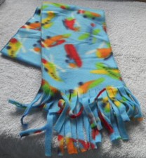 Handmade Small Fleece Scarf Helicopters  Airplanes Themed 8" x 61" Long New