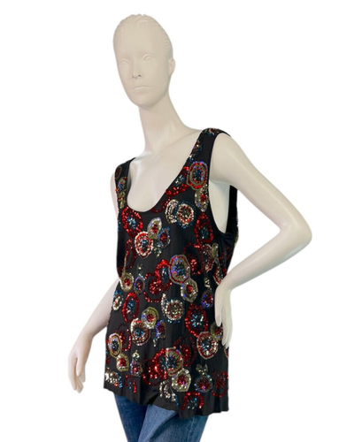 CHER Michel Klein 'Debardeur Jersey Brode' Sequin Tank France Size 40, US Medium - Picture 5 of 13