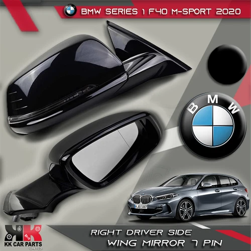 BMW SERIES 1 F40 M-SPORT 2020 DRIVER RIGHT BLACK WING MIRROR 7 PIN POWER FOLDING