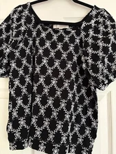 LOFT eyelet black short sleeves blouse Medium