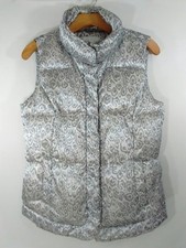 Charter Club Silver Snow Leopard Puffer Vest Women's Medium Shiny Poly/nylon