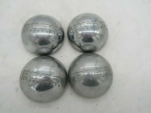 SET OF 4 USED BOSS MOTORSPORTS AEWC 3148 CHROME WHEEL RIM CENTER CAPS WITH WIRE - Picture 1 of 3