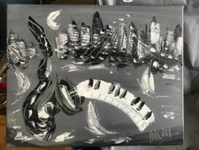SUPPORT CANADA - MANHATTAN JAZZ  Modern  Original Abstract Painting  SIGNED  