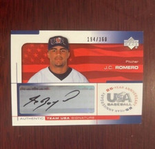 2004 UD Team USA Baseball JC ROMERO Certified Autographed Card