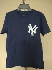 New-Minor Flaw New York Yankees Youth Size M Medium 10/12 Blue Majestic Shirt