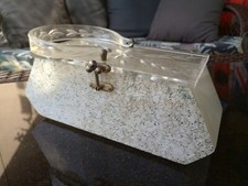Vintage Florida Handbags Made in Miami Carved Lid Cut Lucite Handbag / Purse