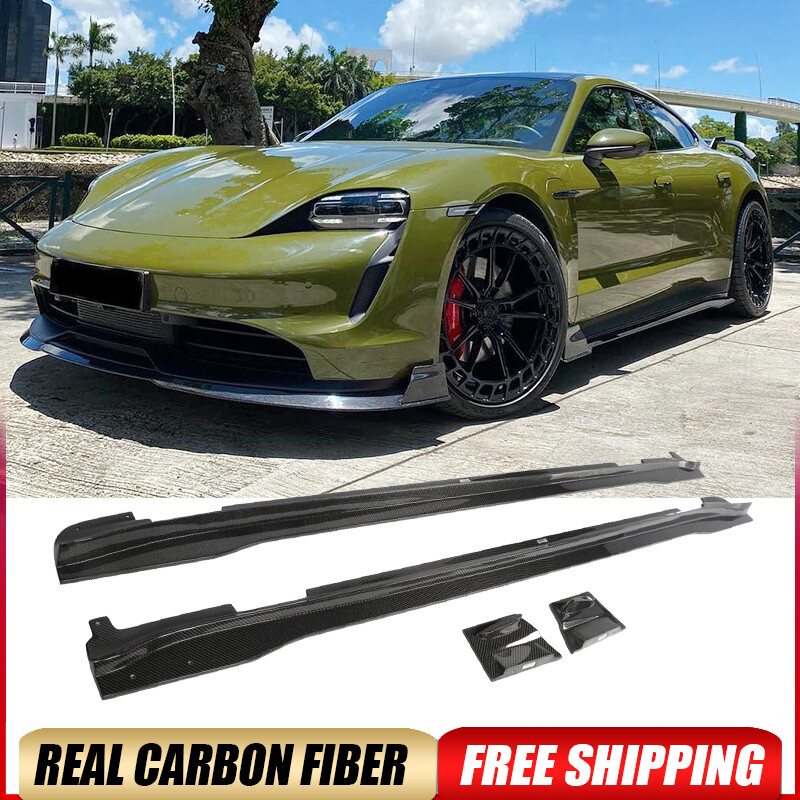 Porsche Taycan 2020-2024 Carbon Fiber Side Skirt Lip Spoiler
