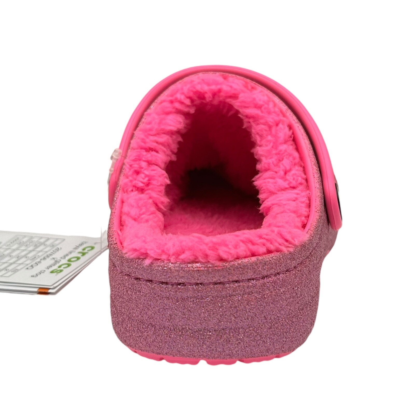 Crocs Baya Youth Big Girls Faux Fur Glitter Clogs Size 3 (J3) Pink Slip-on image 7