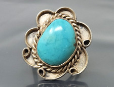 Vintage Navajo Sterling Silver Turquoise OvalBand Ring size 7