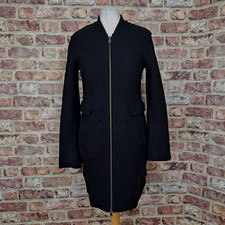 Babaton Womens Coat Black Xs Uk 8 Boiled Wool Hip Length Full Zip