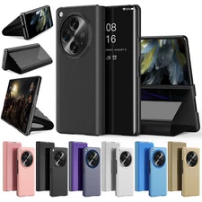 For OnePlus Open Magnetic Flip Kickstand Luxury Mirror Ultra Thin Case Cover