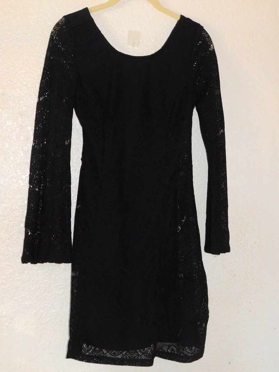 Womens Black Dress Small S/P Crochet Lace Overlay | eBay