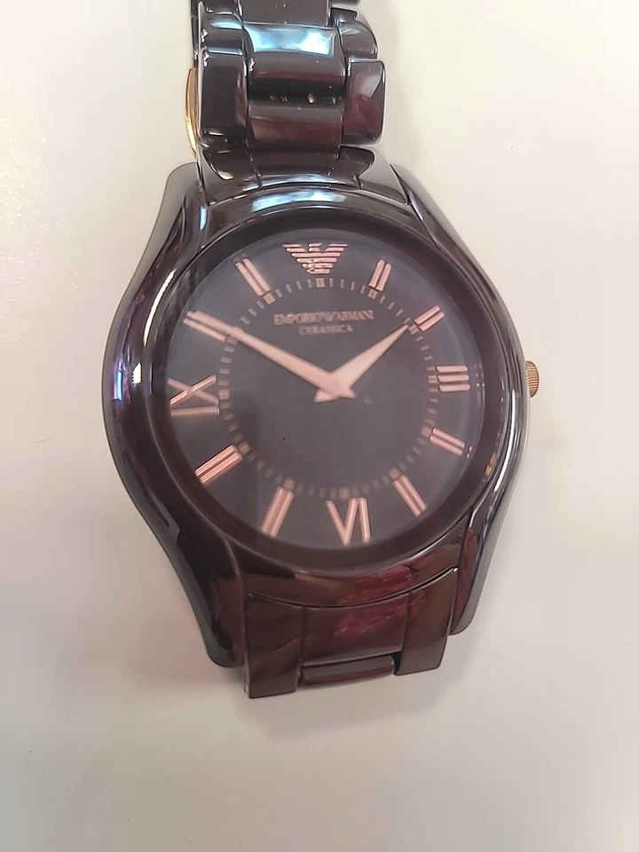 Emporio Armani AR1445 Ceramica Brown Dial Brown Ceramic Band Women's Watch.  - Image 4 of 4