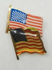 Pins American Flag Waving and Copper Furled Set of 2 Acrylic Bubble Vintage 