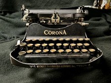 VINTAGE 1915 CORONA No. 3 PORTABLE TYPEWRITER w/CASE + ORIGINAL KEY! thumbnail