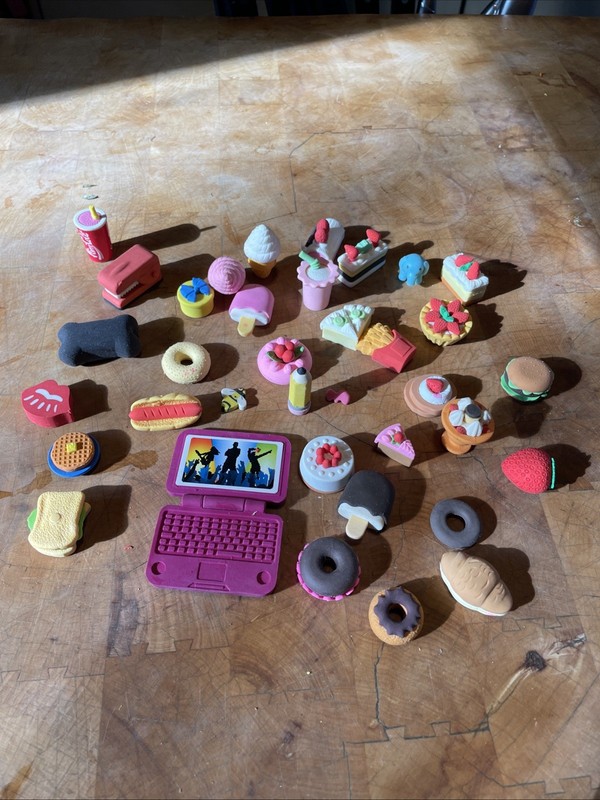 Japanese mini erasers mixed lot 30 items 