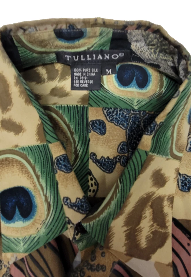 Camisa de seda Tulliano para hombre M vintage patrón retro Foto 3 de 4