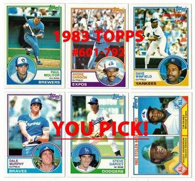 1983 TOPPS Baseball #601-792 Complete Your Set $2 or 2 Card Minimum YOU PICK!