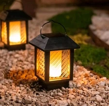 Solar Powered Hanging Lantern Outdoor Waterproof - Flickering Flame Fairy Lights