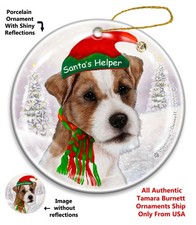 Jack Russell Terrier Wirehair Santa's Helper Holiday Ornament