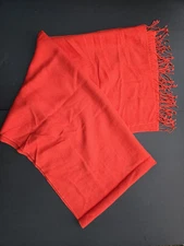 LA FIORENTINA INC. Pashmina Wool & Silk Red Scarf Shawl 28"x80"