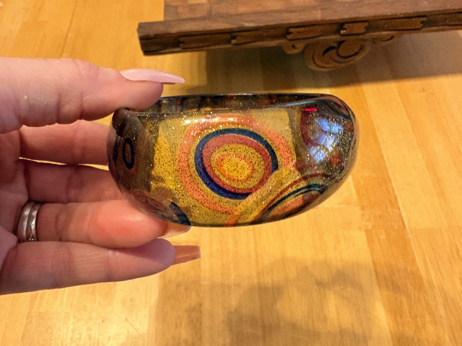 Wide Lucite Bangle Bracelet translucent yellow wi… - image 13