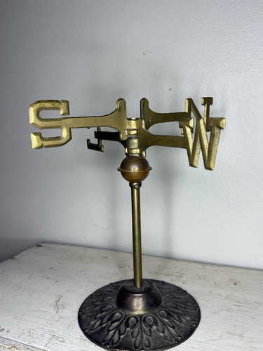 Vintage Brass Weathervane Direction Indicator North South East West Decor w/base