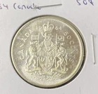 1964 Uncirculated Canada 50 Cents Half Dollar 0.8000 Silver ASW 0.3 Oz Free Ship