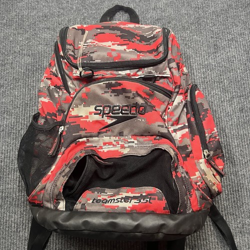 Speedo Teamster 35l Swim Backpack Digital Camo Red Wet Dry Compartment Large OSU