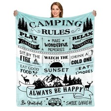 Camping Blanket For Women Men Rules Travel Throw 60x50 Inch Soft Cozy