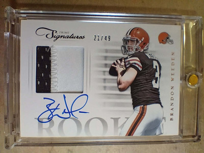 2012 Brandon Weeden Prime Signatures Rookie Autograph Patch RC /49 MINT   QTY