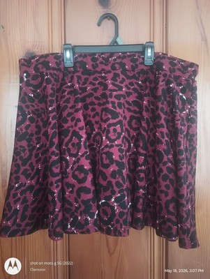 Women's Shein Curve 3xl Maroon Animal Print Skorts with Pockets Elastic Waist