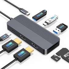 Docking Station Dual Monitor for HP/Dell/Lenovo/MacBook, USB C Hub Adapter wi...