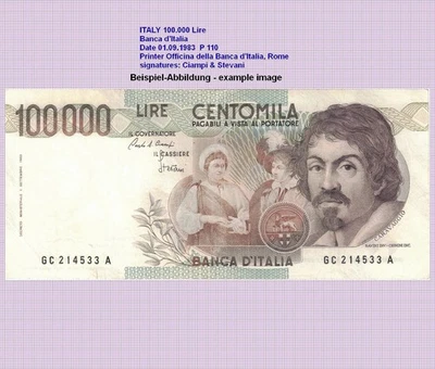 ITALIEN ITALY 100000 Lire 1983 ( VF -XF ) P 110 61223#❇️❇️ - Bild 1 von 2