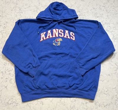 Kansas Jayhawks Hoodie Blue Genuine Stuff Pullover Sweatshirt Mens XL