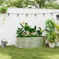 Outsunny Hochbeet Aus Stahl, Pflanzbeet FrüHbeet Gartenbeet Blumenkasten