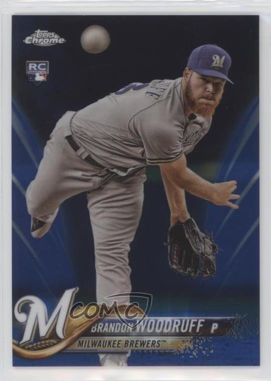 2018 Topps Chrome Blue Refractor 102/150 Brandon Woodruff #179 0jz3