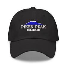 Pikes Peak Colorado embroidered black cap hat, Colorado souvenir cap hat
