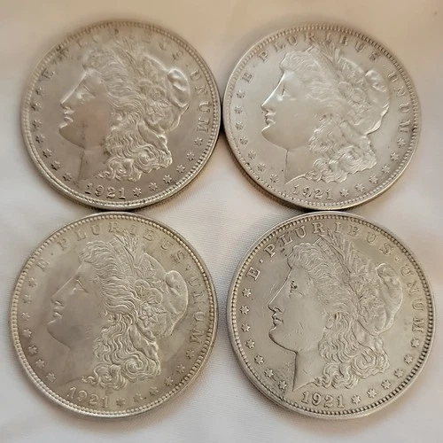 1921 $1 Morgan Silver Dollar Lot of 4 Circulated Business Strike Coins