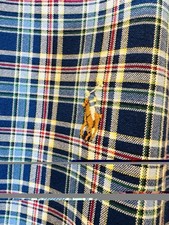 Polo Ralph Lauren Mens XL Classic Fit Button Up Shirt Blue Plaid EUC