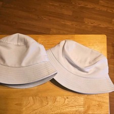 Child Unisex Hat White One Size Bucket Hat Summer Beach Cap Canvas-BrandNew