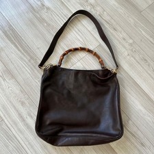 Borsa a tracolla Gucci marrone scuro tracolla in bambù