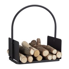 Porte-bûches de bois noir support à journaux léger panier à bûches robuste